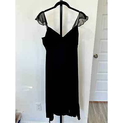 #ad Alfani Black Cap Sleeve Flowy Evening Dress Size 10 $38.00