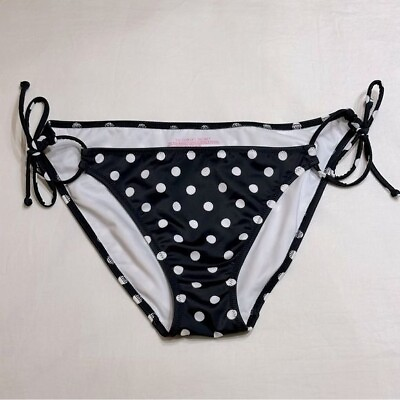 #ad Victoria’s Secret Black Polkadot Side Tie Bikini Bottoms M $17.99