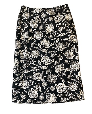 #ad Talbots Black White Deep Skit On Back Cotton Maxi Skirt Womens Size 16 Petites $14.85