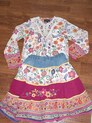 #ad Children#x27;s Place Skirt Set Skirt Top Flower Detail Multicolor Size 5 $12.00