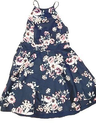 #ad Speechless Dress Womens Size 15 Navy Blue Pink Floral Prom Formal Party Juniors $16.99
