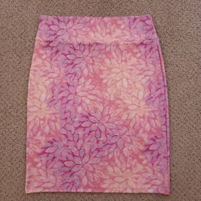 #ad LuLaRoe Cassie Skirt XL Pink Purple Floral Knee Length Pull On Pencil $15.90