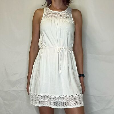 #ad Hamp;M Womens Casual Sleeveless Lace Cotton Summer Dress XS Extra Small Ivory Cream $25.00