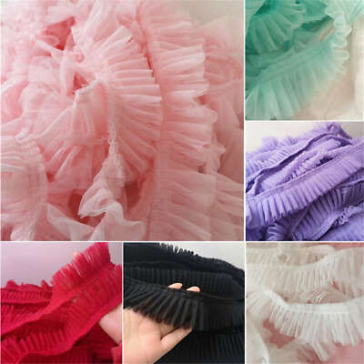 50cm Vintage Pleated Gauze Lace Ruffle Edge Tulle Trims DIY Dress Sewing Craft $2.89