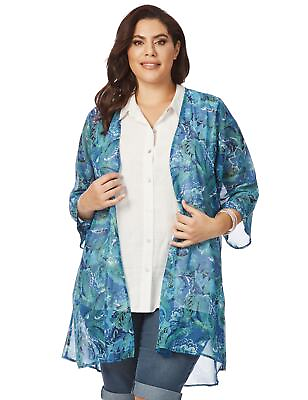 #ad Plus Size Womens Cover Up 3 4 Sleeve Smudged Paisley Cover Up BeMe $79.99