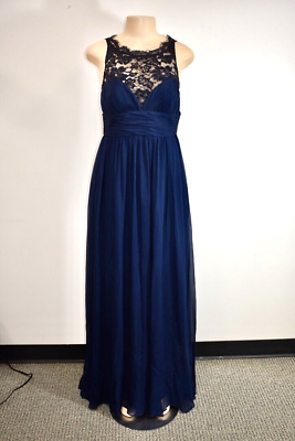#ad AIDEN MATTOX Blue Lace Chiffon Long evening dress Size 6 On Sale eti $44.25