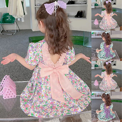 #ad #ad Kids Girls Dress Princess Party Dresses Backless Bowknot Bridesmiad Dress $13.99
