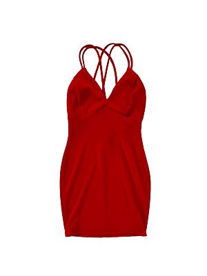 Privy Red Cocktail Dress Medium Bodycon Strappy Back Above Knee $25.00