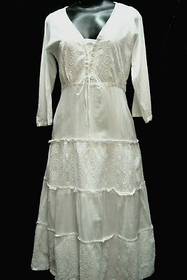 #ad Chemise Boho Dress White 100% Cotton bottom is lined sizes S XL $39.99