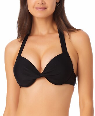 #ad MSRP $20 California Waves Juniors Underwire Push Up Bikini Top Black Size XS $8.40