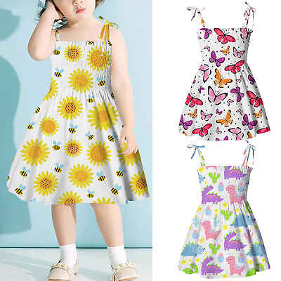 New Summer Dress for Girls Party Floral Kids Clothes Baby Girls Beach Dresses $13.02