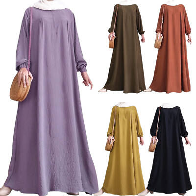 #ad Muslim Women long Sleeve Maxi Dress Abaya Kaftan Robe Dubai Arab Turkey Islam C $44.55