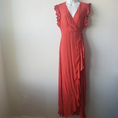 express red maxi Ruffle wrap dress size M $49.99