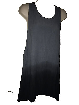 #ad Raya Sun Dress Fade Gray to Black Crocheted Racerback Size Large Flowy Boho $15.00