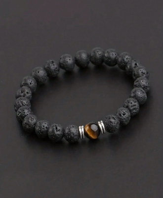 #ad Lava Rock amp; Tiger Eye Bracelet Men Women Handmade Natural Stone Beads Bracelet $7.99
