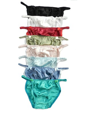 6 Pieces 100% Pure Silk Women#x27;s String Bikini Panties Size S M L XL 2XL $33.99
