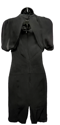 BCBG MAXAZRIA V Neck Cap Sleeve Black Cocktail Dress Women#x27;s Size Large Silk $14.99