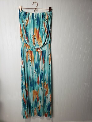 #ad S Twelve Women#x27;s Maxi Dress Strapless Colorful Stretch Long Size L $16.32