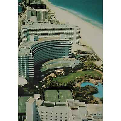 #ad Fontainebleau Hilton Hotel Beach Miami Beach FL Aerial View Postcard $7.00