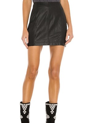 #ad Free People Modern Femme Vegan Black Mini Skirt Women’s Size 6 $15.96