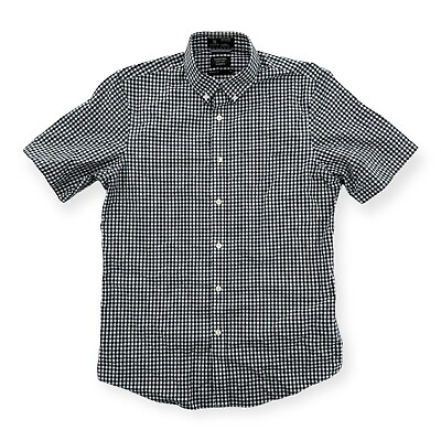 #ad Nordstrom Shirt Mens Medium Gingham Button Down Short Sleeve Wrinkle Free Cotton $14.99