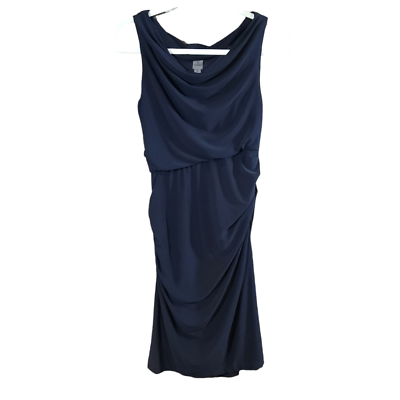 #ad Vera Wang Navy Blue Sleeve Draped Sheath Dress Cocktail Party Women#x27;s 2 $9.74