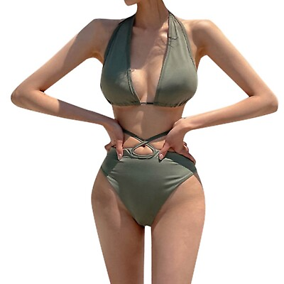 #ad Women Bikini Swimsuit High Waisted Plus Size High Waisted Bating Beachwear $19.79