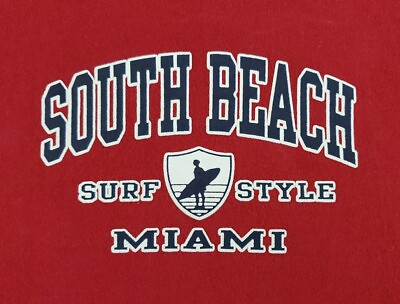 #ad Surf Style South Beach Miami Shirt Mens Extra Large Red Surfing Surfer Adult A20 $16.61