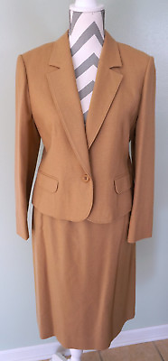 #ad PENDLETON Tan Brown Beige 2 Piece Wool Blazer Jacket Skirt Suit Size 12 P Petite $37.99