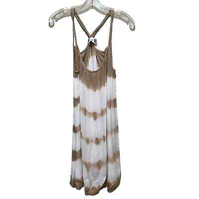 #ad Raya Sun Striped Sundress Swim Coverup Brown White Size Large $25.00