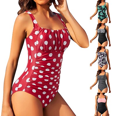 #ad Women Swimsuit One Piece Size 6 8 10 14 Solid Swimwear Swimsuit $14.39