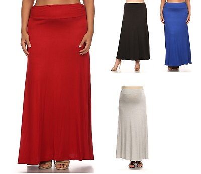 #ad Maternity Full Length high waist maxi skirts for women plus size long pack $14.99