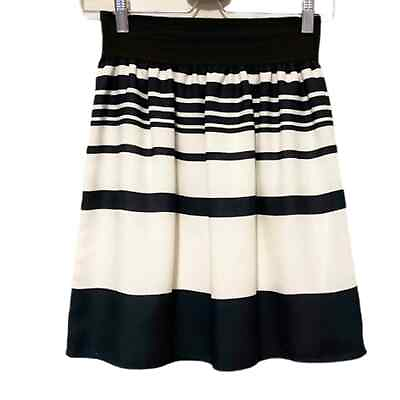 #ad Zara Skirt Womens Small Blue White Striped A Line Pleated Elastic Waist Nautical $18.73