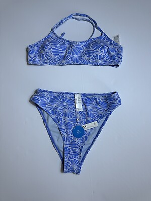 #ad CUPSHE Bikini Set for Women Two Piece Swimsuits High Waist Floral Print Sz L $27.49