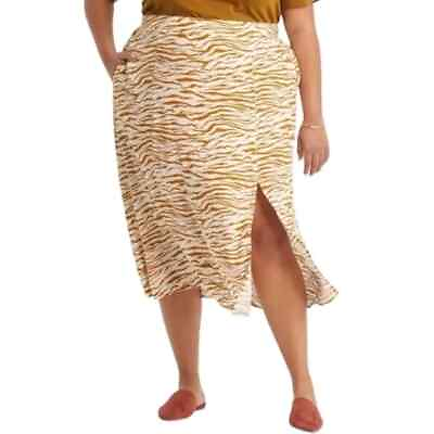 #ad NWT Ava amp; Viv Multi color Plus Size 3X Skirt Rayon Blend Pencil Animal Print $17.56
