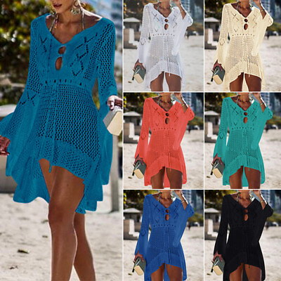 #ad Sexy Women#x27;s Bathing Suit Crochet Tassel Swimwear Bikini Cover Up Beach Dress $28.28