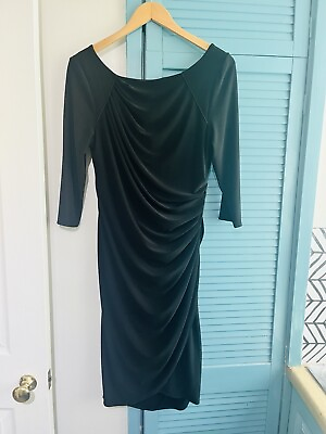 #ad Coast black ruched Formal cocktail party dress size 16 GBP 12.99