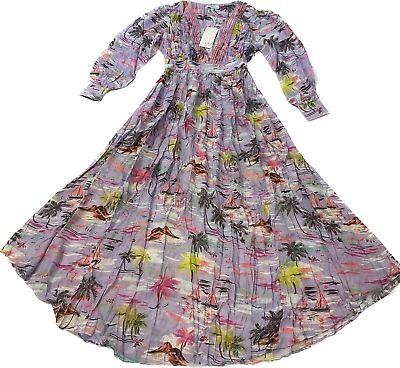 #ad Taj By Sabrina Crippa Maxi Dress Long Sleeve Womens Size XS Multicolor $113.99