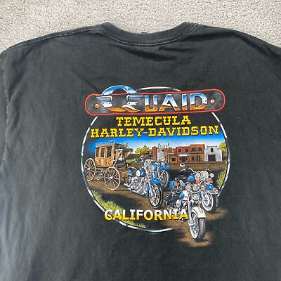 #ad Harley Davidson RK Stratman Shirt Mens 2XL XXL Black Quaid Temecula CA Graphic $9.95