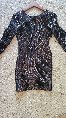 #ad Express Party Dress Black Sequin Short length party clubbing $13.00