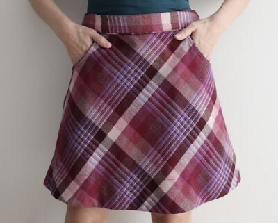 #ad Hamp;M Pink Purple Tartan Plaid Skirt Women#x27;s Wool Blend Skirt Size 14 $23.00