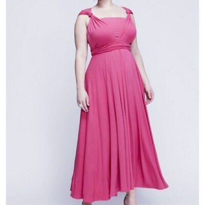 #ad Lane Bryant Pink Multiway Maxi Dress Size 26 28 EUC $49.00