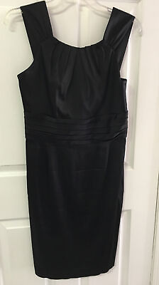 #ad Designer Calvin Klein Black Cocktail Dress Size 8 Satin Stretch Formal Party $26.50