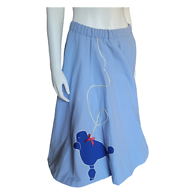 #ad VINTAGE 1960s womens light baby blue midi legth handmade full poodle skirt sz. m $21.00