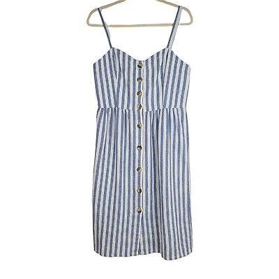 #ad Abercrombie amp; Fitch Women#x27;s Blue Striped Sleeveless Sundress Large MSRP $78 NEW $35.00