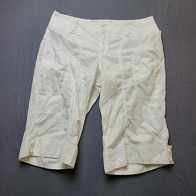 #ad Venezia Women#x27;s Size 16 Capri Pants White Beach Pockets $10.00