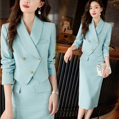 #ad Spring Autumn Womens Suit Blazer Coat Pencil Skirt Sets Formal Business Outfits $124.17