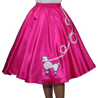 #ad #ad New FUCHSHIA SATIN 50#x27;s Poodle Skirt Adult Size Small Waist 25quot; 32quot; Length 25quot; $32.95