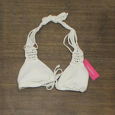 #ad Xhilaration Womens Halter Crochet Bikini Top with Removable Pads AFK00T White M $8.00