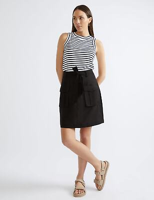 #ad Womens Skirts Mini Summer Black Linen Straight Fashion KATIES $9.79